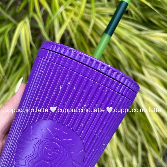 💜NWT✨Starbucks 2024 Purple Pleated Speckle Glow in the Dark Halloween Tumbler - Picture 4 of 6